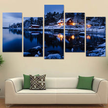 Load image into Gallery viewer, HD Printed Snow lake scenery 5 pieces Group Painting room decor print poster picture canvas Free shipping/ny-715
