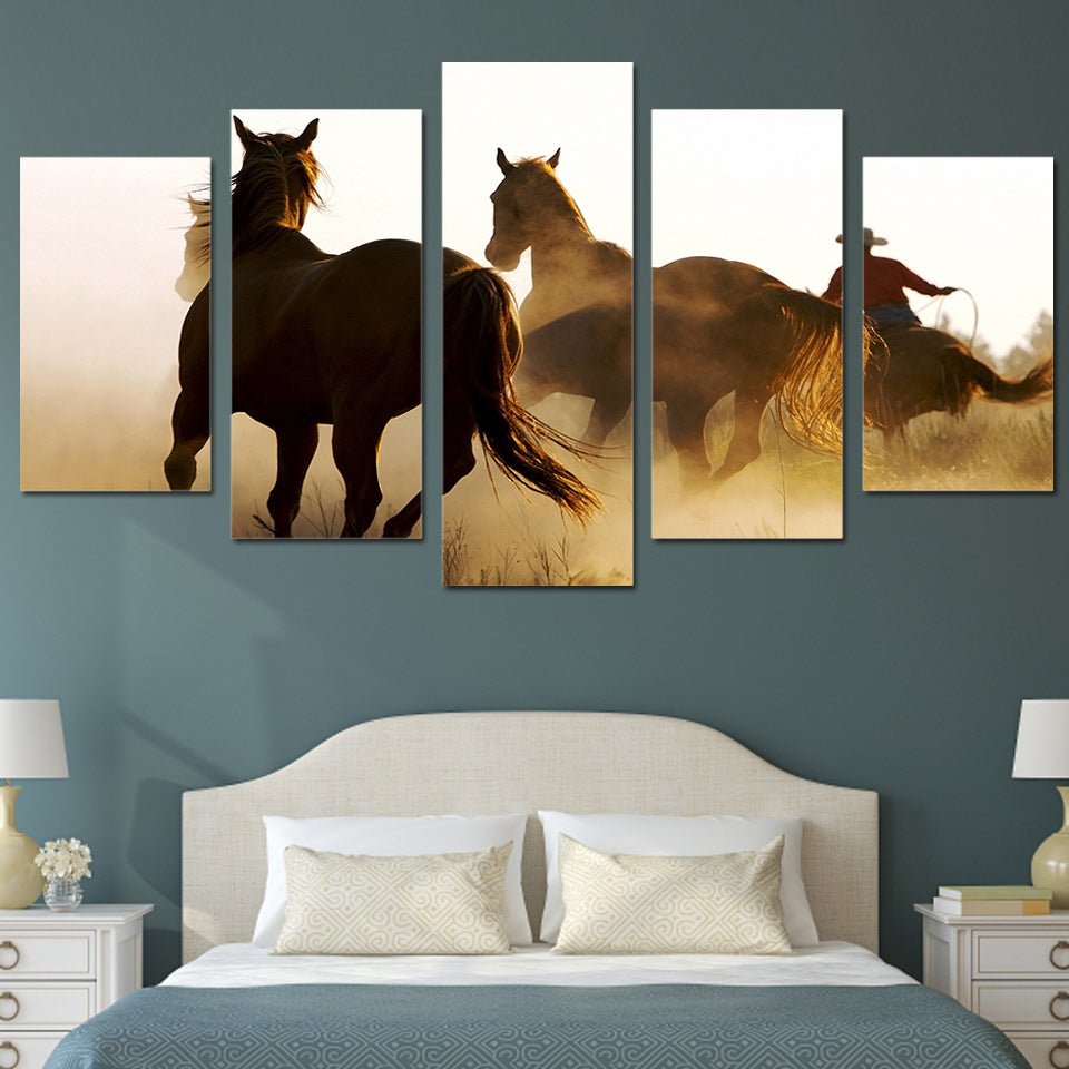 HD Printed Cowboys Horses Group Painting Canvas Print room decor print poster picture canvas Free shipping/H103