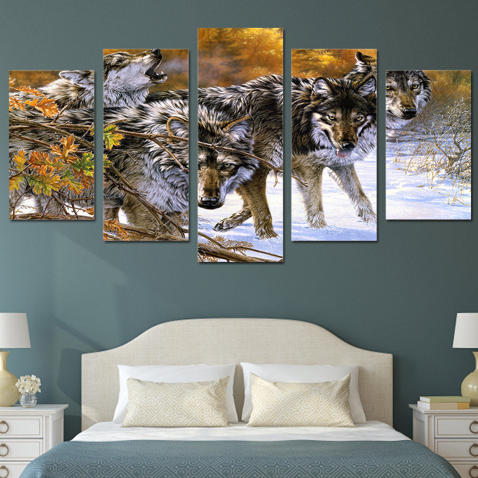 HD Printed Wolf on snowy mountain Painting on canvas room decoration print poster picture canvas Free shipping/ny-2045