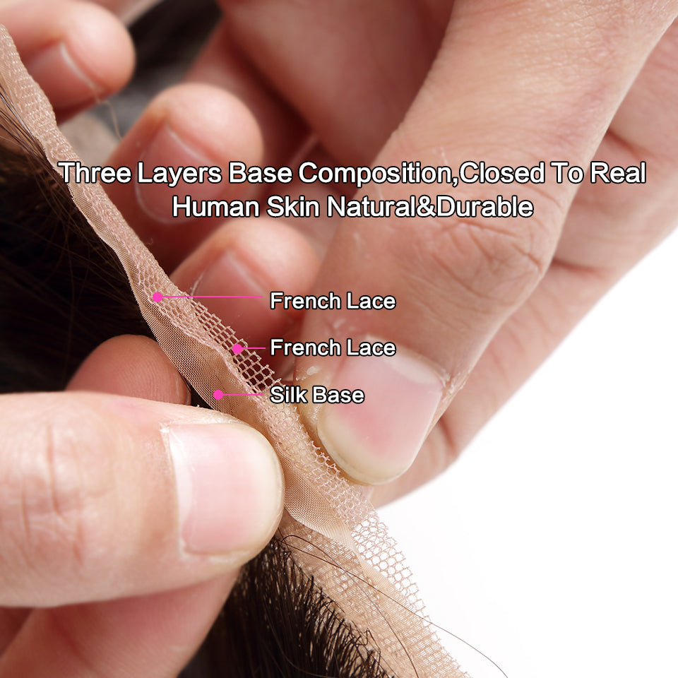 Luvin Brazilian Hair Silk Base Closure Loose Wave 100% Remy Human Hair Middle Part Bleached Knot With Baby Hair Shipping Free