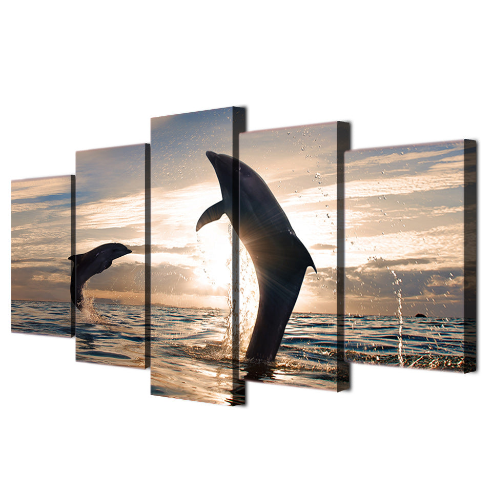 HD Printed beautiful playful dolphins Painting Canvas Print room decor print poster picture canvas Free shipping/ny-2009
