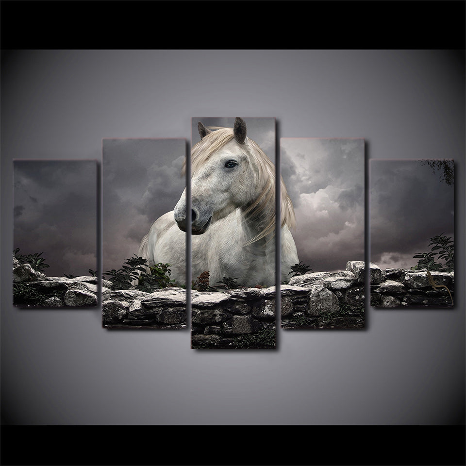 HD Printed Animals White Horse Painting on canvas room decoration print poster picture canvas Free shipping/ny-3084