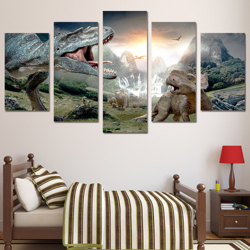 HD Printed walking with dinosaurs Group Painting Canvas Print room decor print poster picture canvas Free shipping/ny-1380