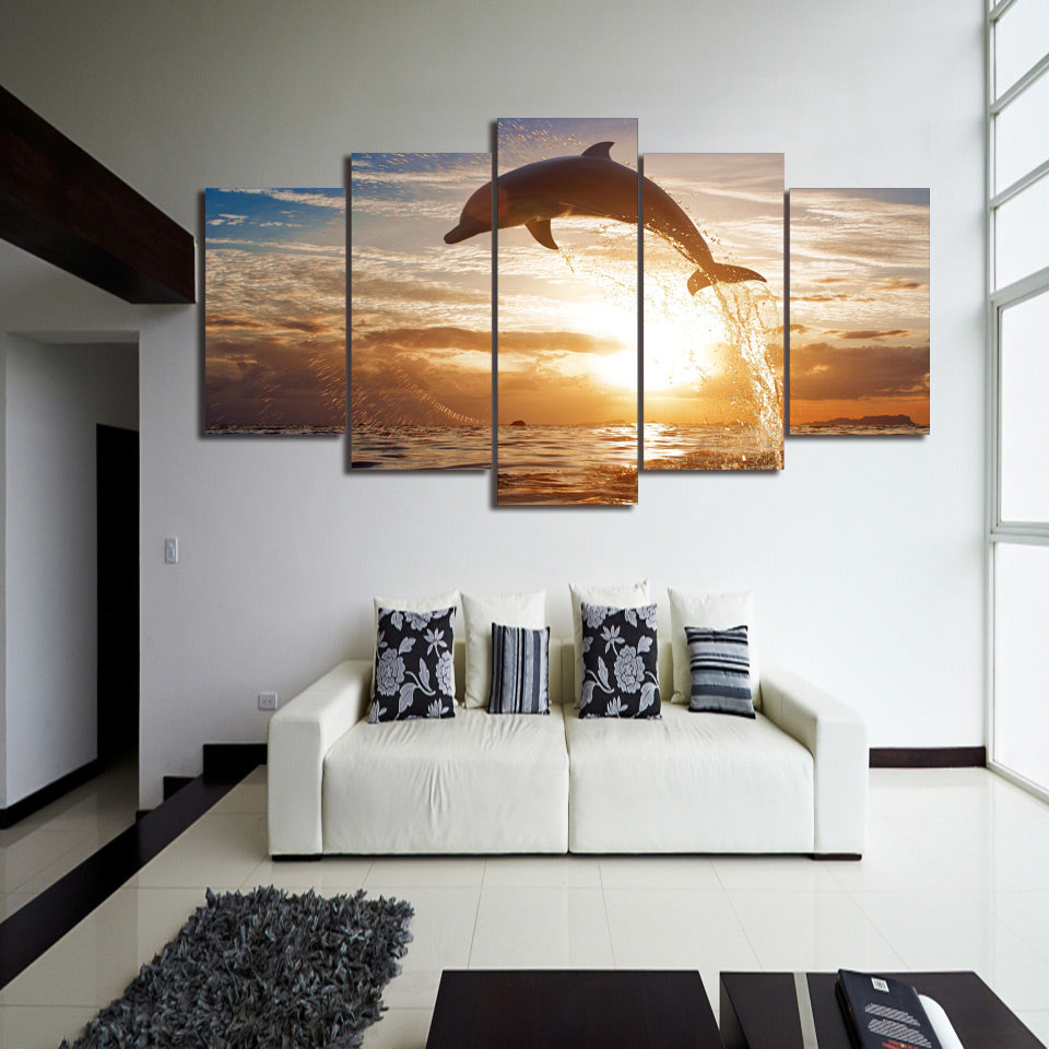 HD Printed dolphin ocean seascape Group Painting room decor print poster picture canvas Free shipping/ny-008