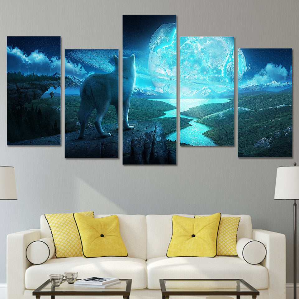 HD Printed The Wolf and the planet Painting on canvas room decoration print poster picture canvas Free shipping/ny-4304