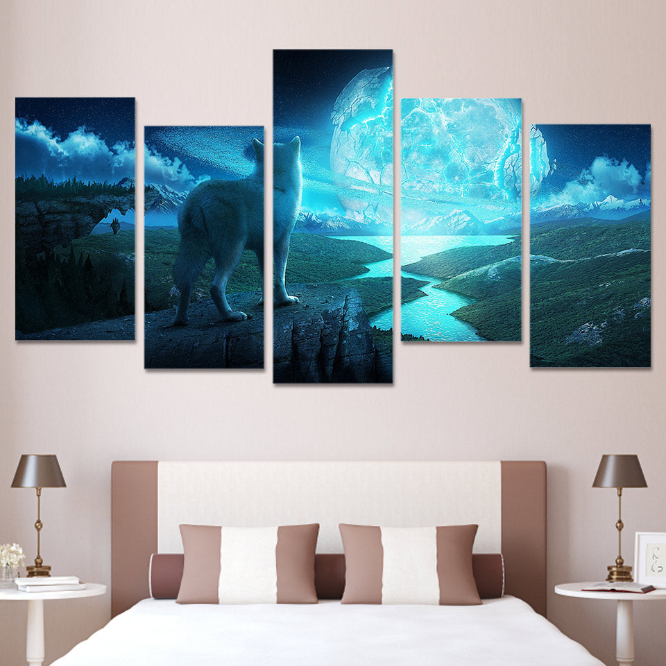 HD Printed The Wolf and the planet Painting on canvas room decoration print poster picture canvas Free shipping/ny-4304