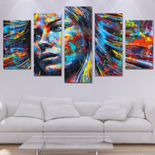 Load image into Gallery viewer, wall art canvas painting 5 piece HD print abstract colorful hair woman face posters and prints canvas art home decor ny-6129

