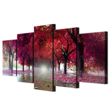 Load image into Gallery viewer, canvas painting 5 piece HD printed home decoration pink tree maple defoliation fallen leaves art canvas for living room ny-6038
