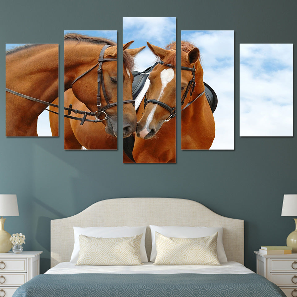 HD Printed horses sky blue Painting Canvas Print room decor print poster picture canvas Free shipping/ny-2563
