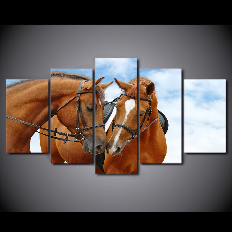HD Printed horses sky blue Painting Canvas Print room decor print poster picture canvas Free shipping/ny-2563