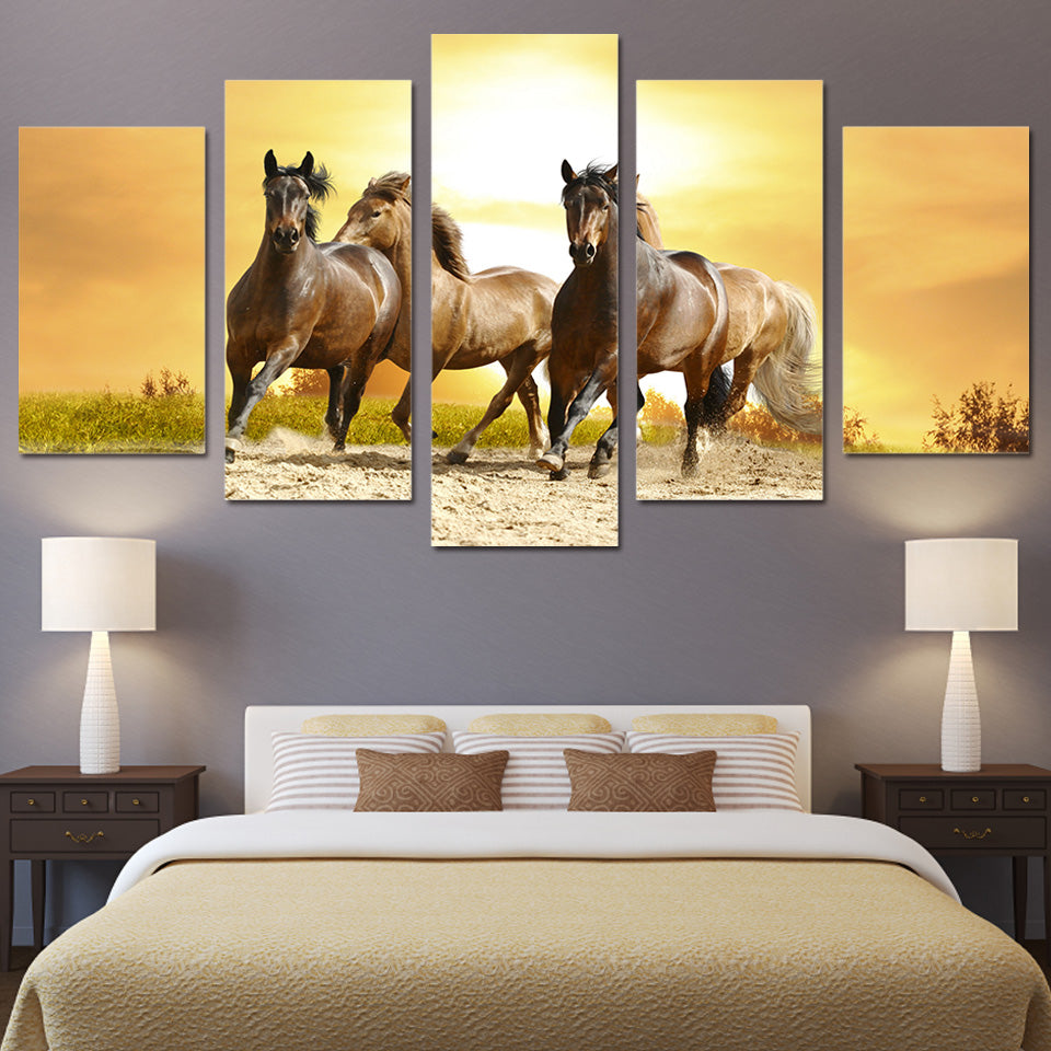 HD Printed Animals running horses Painting Canvas Print room decor print poster picture canvas Free shipping/ny-4312
