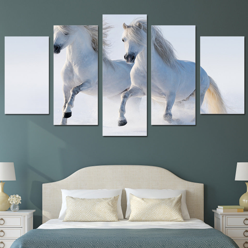 HD Printed White horses Group Painting on canvas room decoration print poster picture canvas framed Free shipping/ny-929