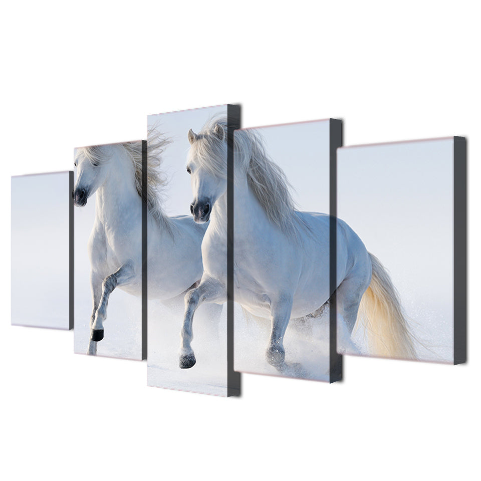 HD Printed White horses Group Painting on canvas room decoration print poster picture canvas framed Free shipping/ny-929