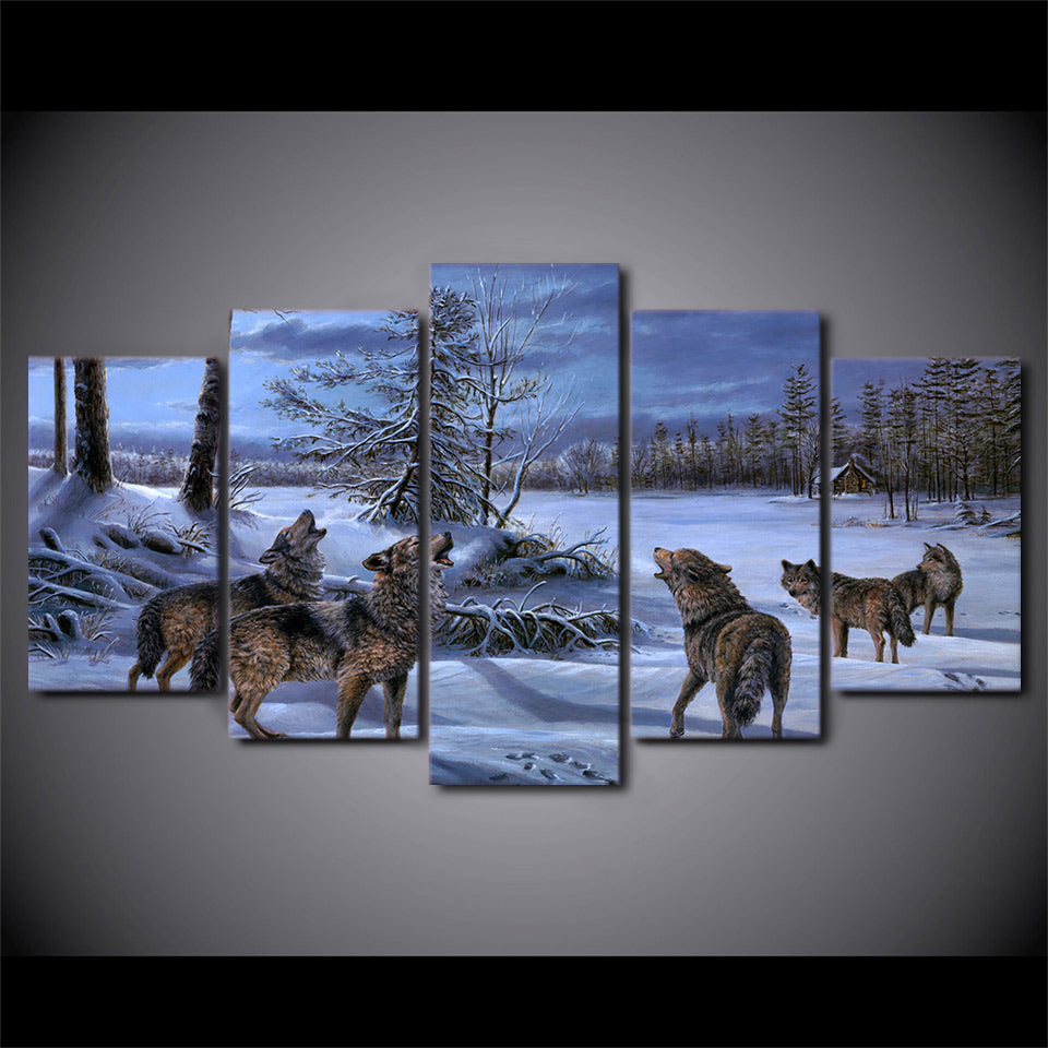 HD Printed Snow wolves Painting Canvas Print room decor print poster picture canvas Free shipping/ny-5001