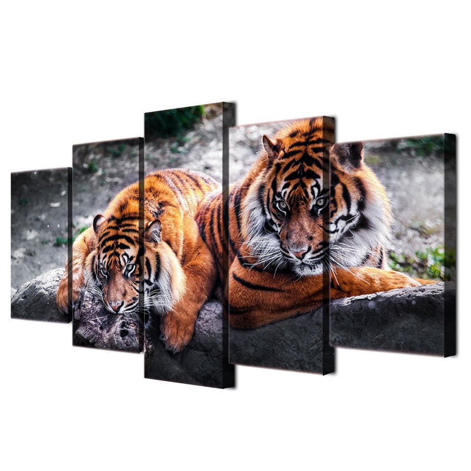 HD Printed Two Tigers Animals Painting Canvas Print room decor print poster picture canvas Free shipping/ny-4302