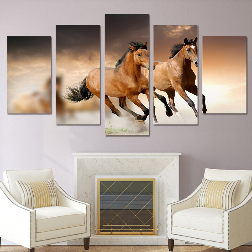 HD Printed  Animal horse Group Painting Canvas Print room decor print poster picture canvas Free shipping/ny-238
