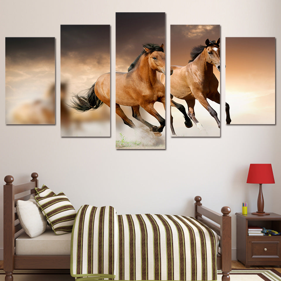 HD Printed  Animal horse Group Painting Canvas Print room decor print poster picture canvas Free shipping/ny-238