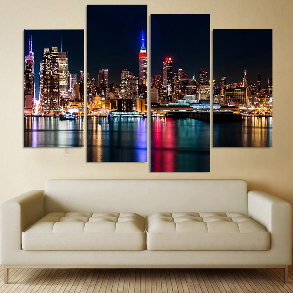 HD Printed canvas art 4 piece brooklyn manhattan new york painting wall decorations living room Free shipping/XA010