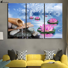 Load image into Gallery viewer, HD printed 3 piece canvas art Blue Sky Lotus water painting wall pictures for living room posters Free shipping/ny-5870
