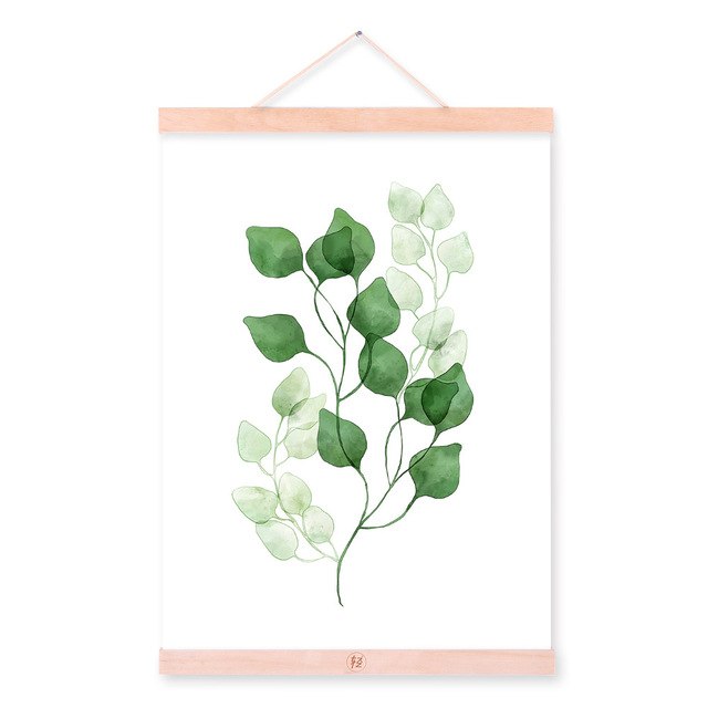 Modern Watercolor Green Leaf Flora Cottage Framed Canvas Paintings Modern Nordic Home Decor Wall Art Print Picture Poster Scroll