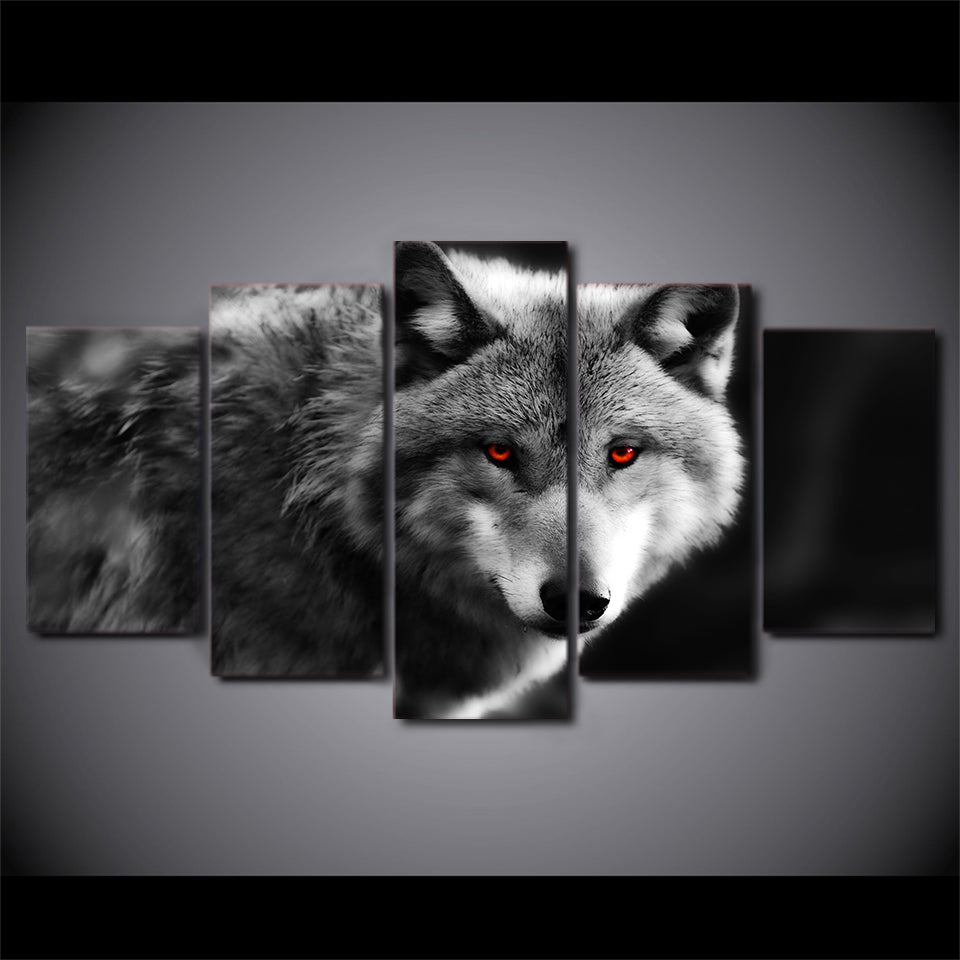HD Printed 5 piece canvas art red eye wolf painting 2017 new wall canvas art framed artwork Free shipping/ny-4208
