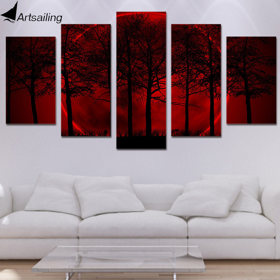 HD Printed Red Moon Sky Painting on canvas room decoration print poster picture canvas Free shipping/ny-2022