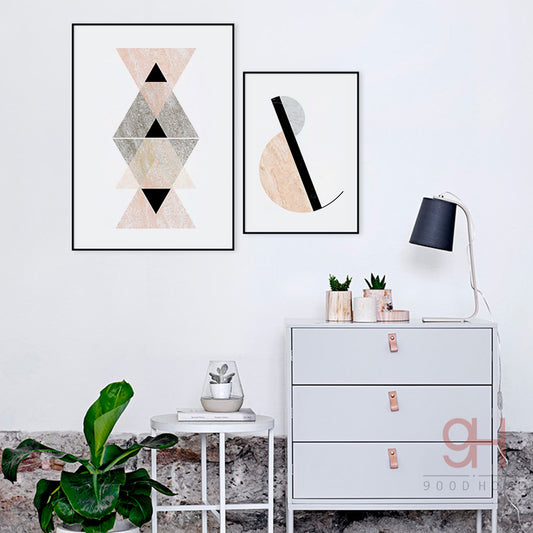 Nordic Style Vintage Geometric Canvas Art Print Poster, Wall Pictures for Home Decoration, Giclee Wall Decor YM005