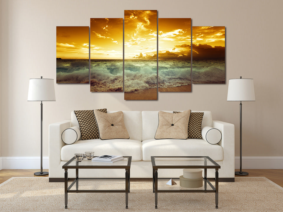 HD Printed Sunset waves picture Painting wall art room decor print poster picture canvas Free shipping/ny-692