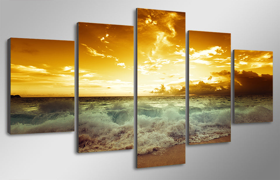 HD Printed Sunset waves picture Painting wall art room decor print poster picture canvas Free shipping/ny-692