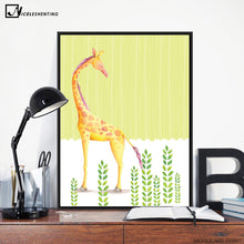 Load image into Gallery viewer, Nordic Art Fox Giraffe Elephant Poster Minimalist Canvas Painting Animal Abstract Wall Picture Print Modern Home Room Decoration
