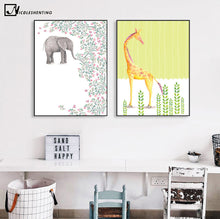 Load image into Gallery viewer, Nordic Art Fox Giraffe Elephant Poster Minimalist Canvas Painting Animal Abstract Wall Picture Print Modern Home Room Decoration
