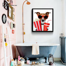 Load image into Gallery viewer, Kawaii Fashion Glasses Dog Art Canvas Poster Print Funny Animals Picture Painting Modern Home Baby Bedroom Wall Decoration

