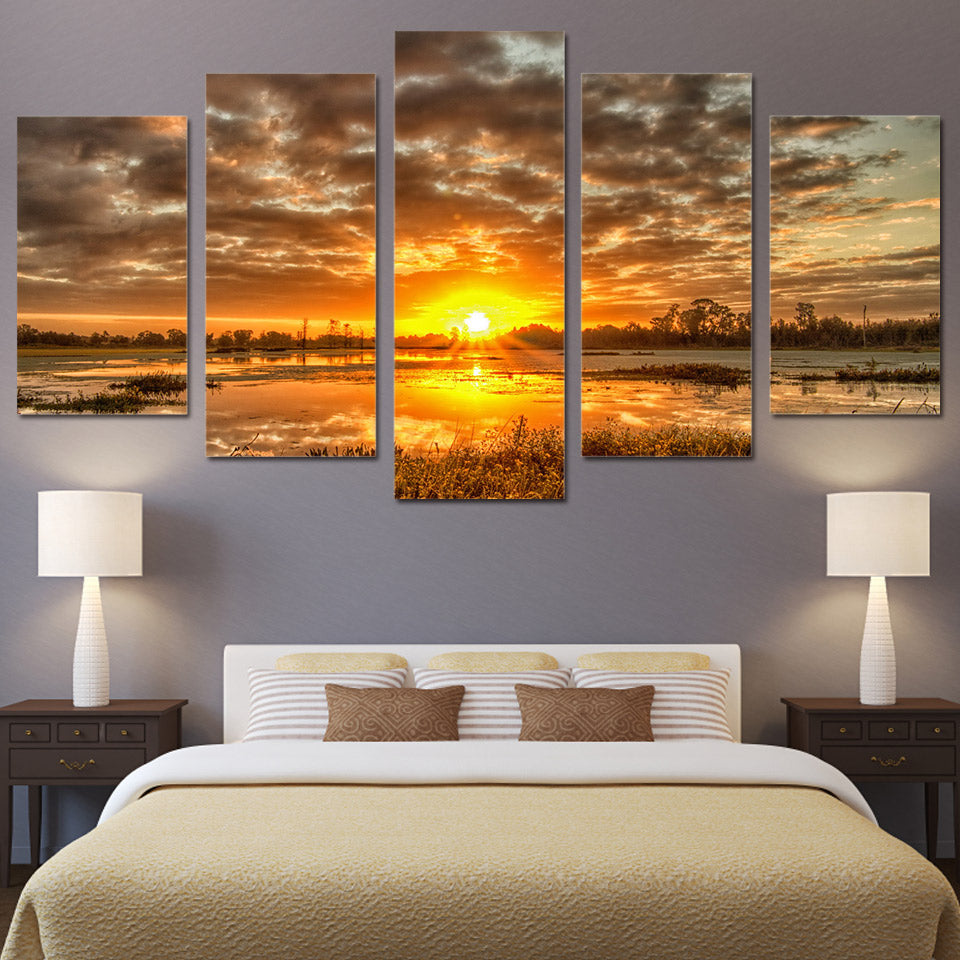 5 piece canvas art sunrise morning sun HD print wall pictures for living room canvas painting nordic art home decor ny-6191