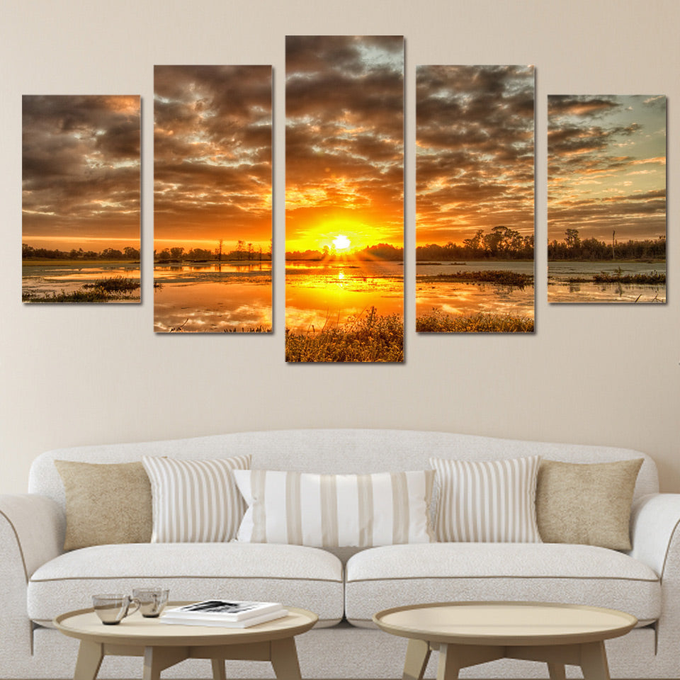 5 piece canvas art sunrise morning sun HD print wall pictures for living room canvas painting nordic art home decor ny-6191