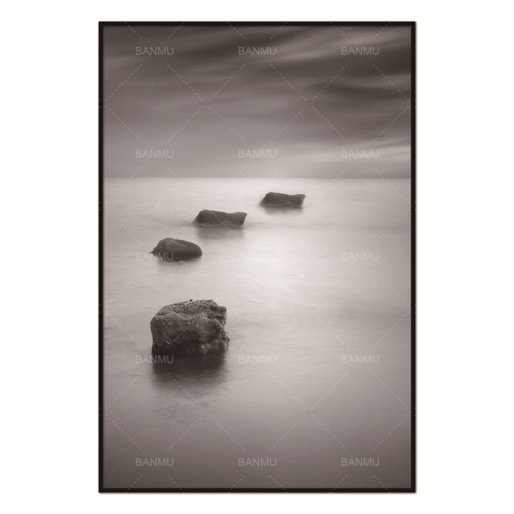 Abstract Lake Stone Natural Nordic Wall Pictures for Living Room Art Decoration Scandinavian Canvas Painting Prints No Frame