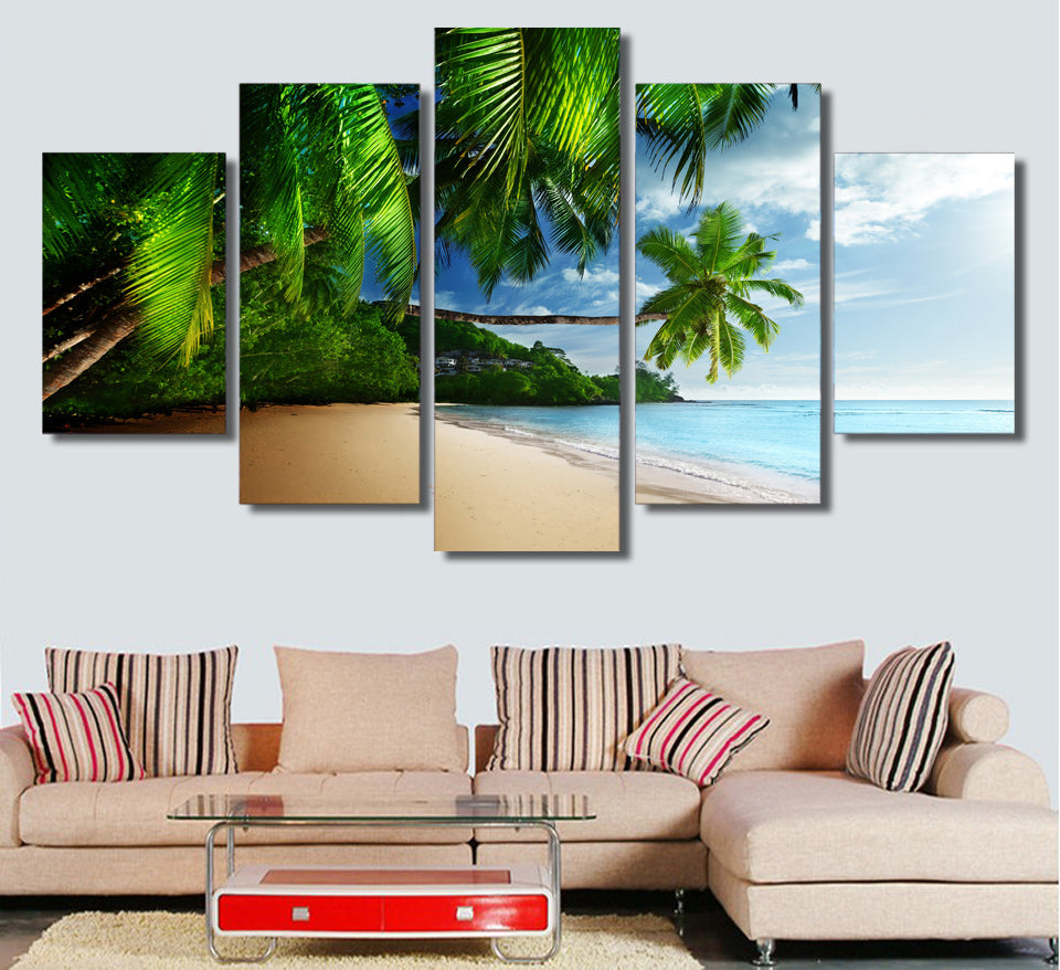 Printed tropical sea sky sunshine blue beach Painting Canvas Print room decor print poster picture canvas Free shipping/NY-5778