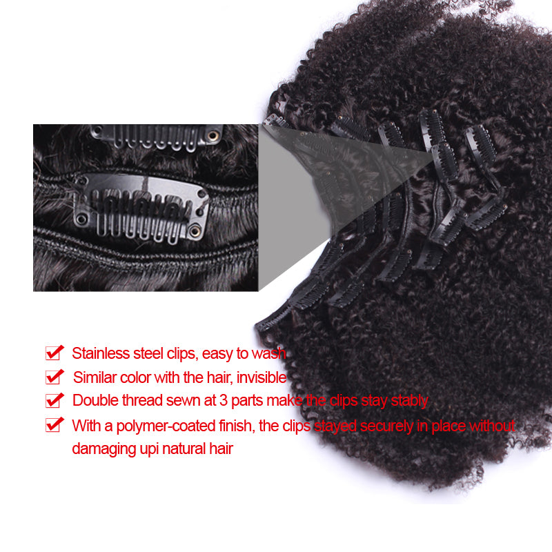 Clip In Human Hair Extensions 4B 4C Afro Kinky Curly Clip Ins Brazilian Remy Hair Full Head 7 Pcs/Lot 120G Prosa Hair Products
