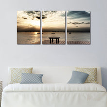 Load image into Gallery viewer, BANMU 3 Pcs Board wharf Ship Sea Table Dark Clouds Oil Painting Originality Wall Art Modern Canvas Decor Decoration Gallery
