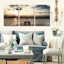Load image into Gallery viewer, BANMU 3 Pcs Board wharf Ship Sea Table Dark Clouds Oil Painting Originality Wall Art Modern Canvas Decor Decoration Gallery
