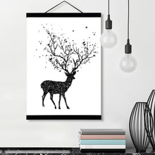 Load image into Gallery viewer, Modern Watercolor Abstract Dear Tree Bird Wooden Framed Canvas Paintings Girl Room Decor Wall Art Print Pictures Poster Scroll
