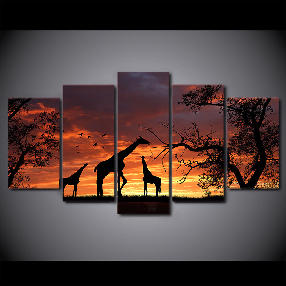 HD Printed  giraffe sunset Painting Canvas Print room decor print poster picture canvas Free shipping/ny-2861