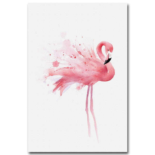 Watercolor Flamingo Bird Poster Art Canvas Minimalism Painting Animal Nursery Wall Picture Print Modern Home Room Decoration