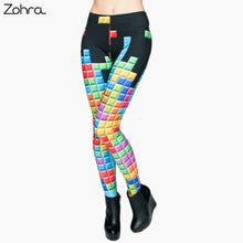 Load image into Gallery viewer, Tetris 3D Graphic Full Printing Punk Women Fitness Legging Stretchy Trousers Casual  Leggings
