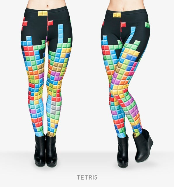 Tetris 3D Graphic Full Printing Punk Women Fitness Legging Stretchy Trousers Casual  Leggings