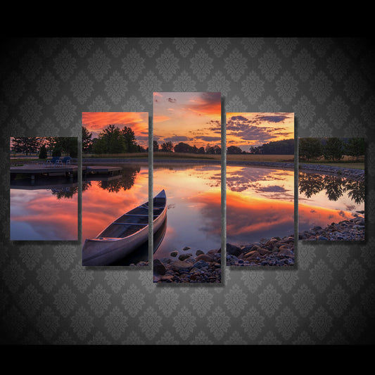 HD Printed Canoe At Sunset Painting Canvas Print room decor print poster picture canvas Free shipping/ny-4984
