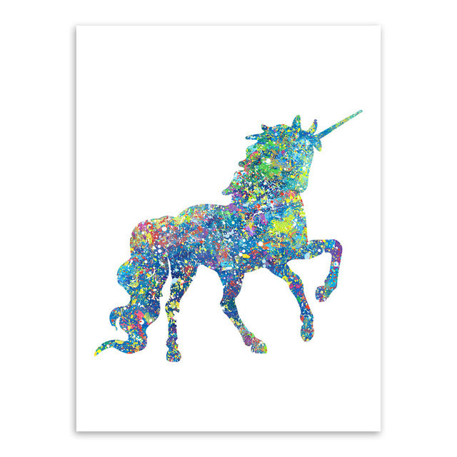 Modern Watercolor Animated Fairies Picture Unicorn A4 Art Print Poster Abstract Horse Wall Canvas Painting Girl Room Home Decor