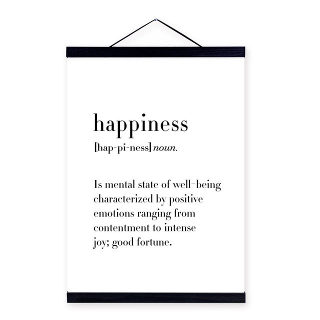 Black White Minimalist Happy Home Friend Mother Dad Quotes Framed Canvas Paintin Nordic Home Decor Wall Art Print Picture Poster