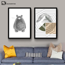 Load image into Gallery viewer, NICOLESHENTING Sketch Bear Animal Minimalist Art Canvas Poster Geometry Abstract Picture Modern Home Living Room Wall Decoration
