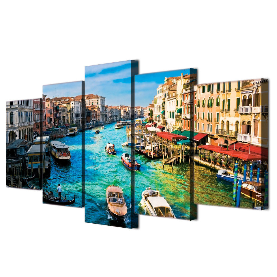 HD Printed 5 piece canvas art paintings Venice water city boat river room decor canvas wall art posters and prints ny-6208