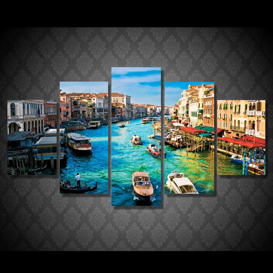 HD Printed 5 piece canvas art paintings Venice water city boat river room decor canvas wall art posters and prints ny-6208